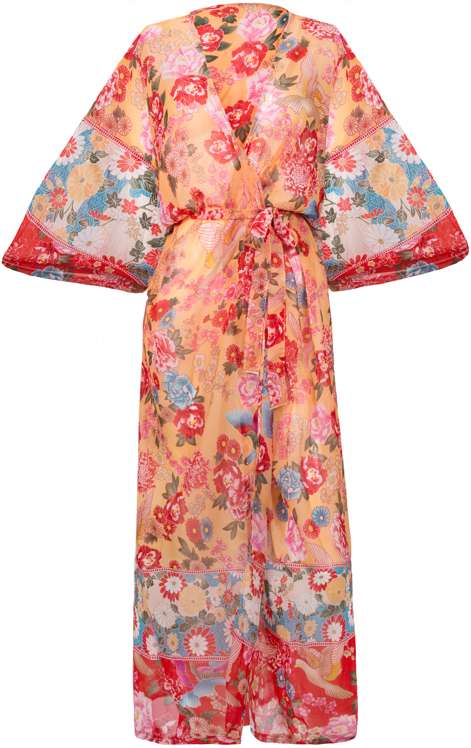 Orange Red Print Beach Robe