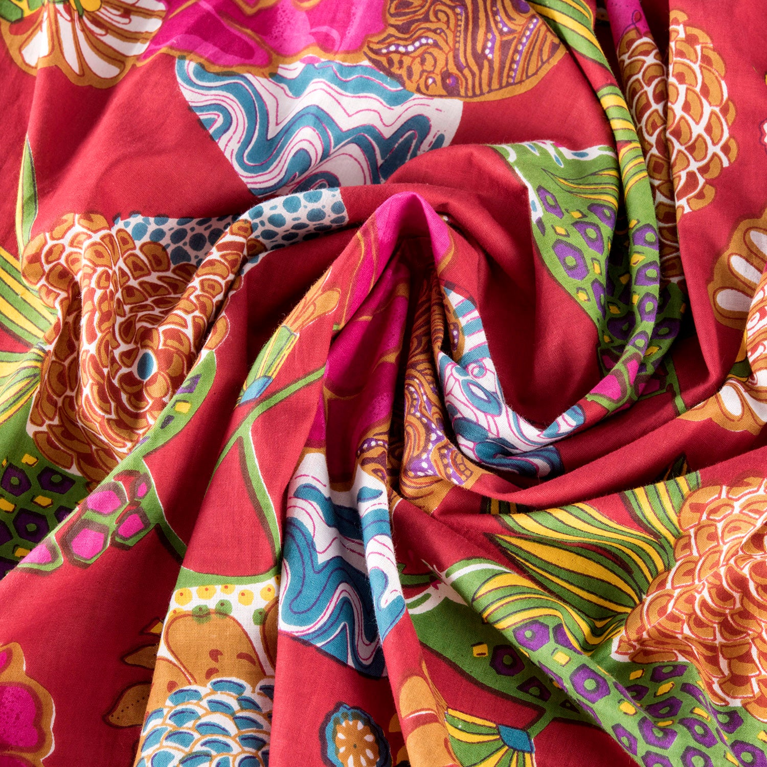 Red Tropical Cotton Bathrobe